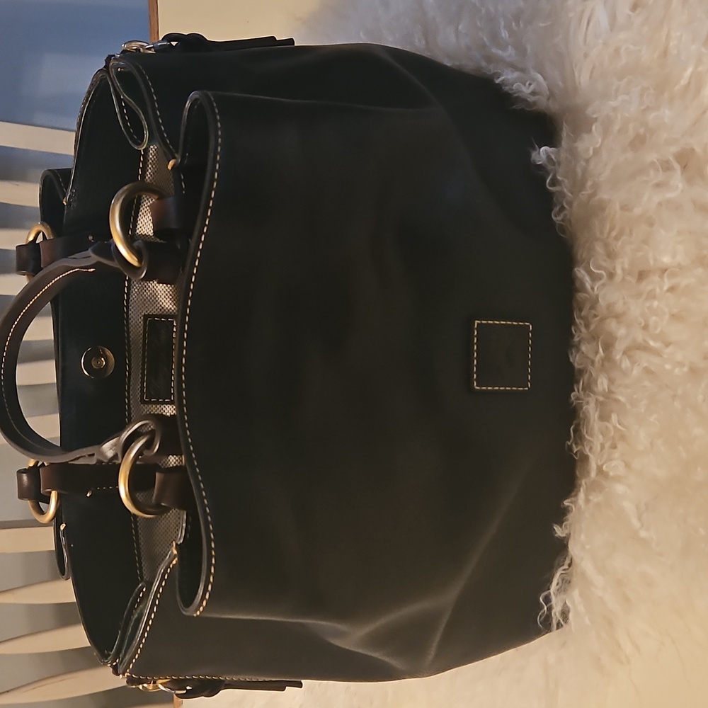 Dooney & Bourke Navy Barlow Bag  Florentine Leather - LARGE ZIPPERED - Picture 10 of 12
